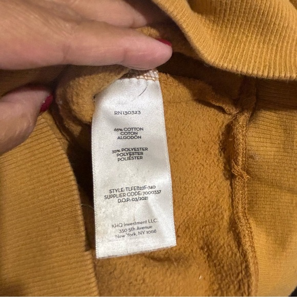 Timberland Logo Pullover Hoodie size M 10-12 Mustard Yellow Cotton Blend Youth - Picture 4 of 8